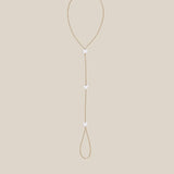 White Hearts Hand Chain  - Yellow Gold