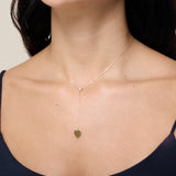 Zircon and Heart long Necklace - Yellow Gold