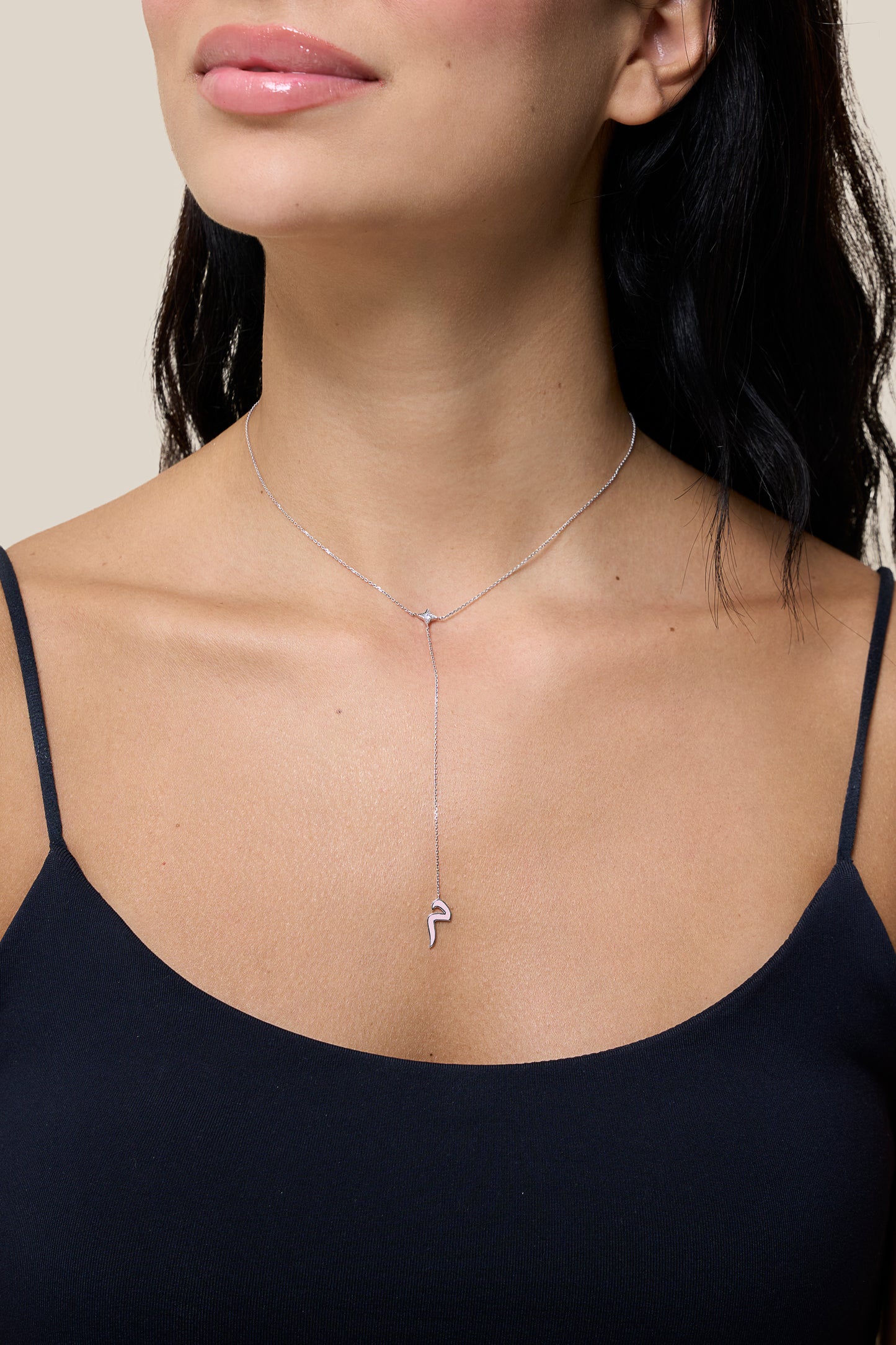 Enamel Initial and Zircon Necklace