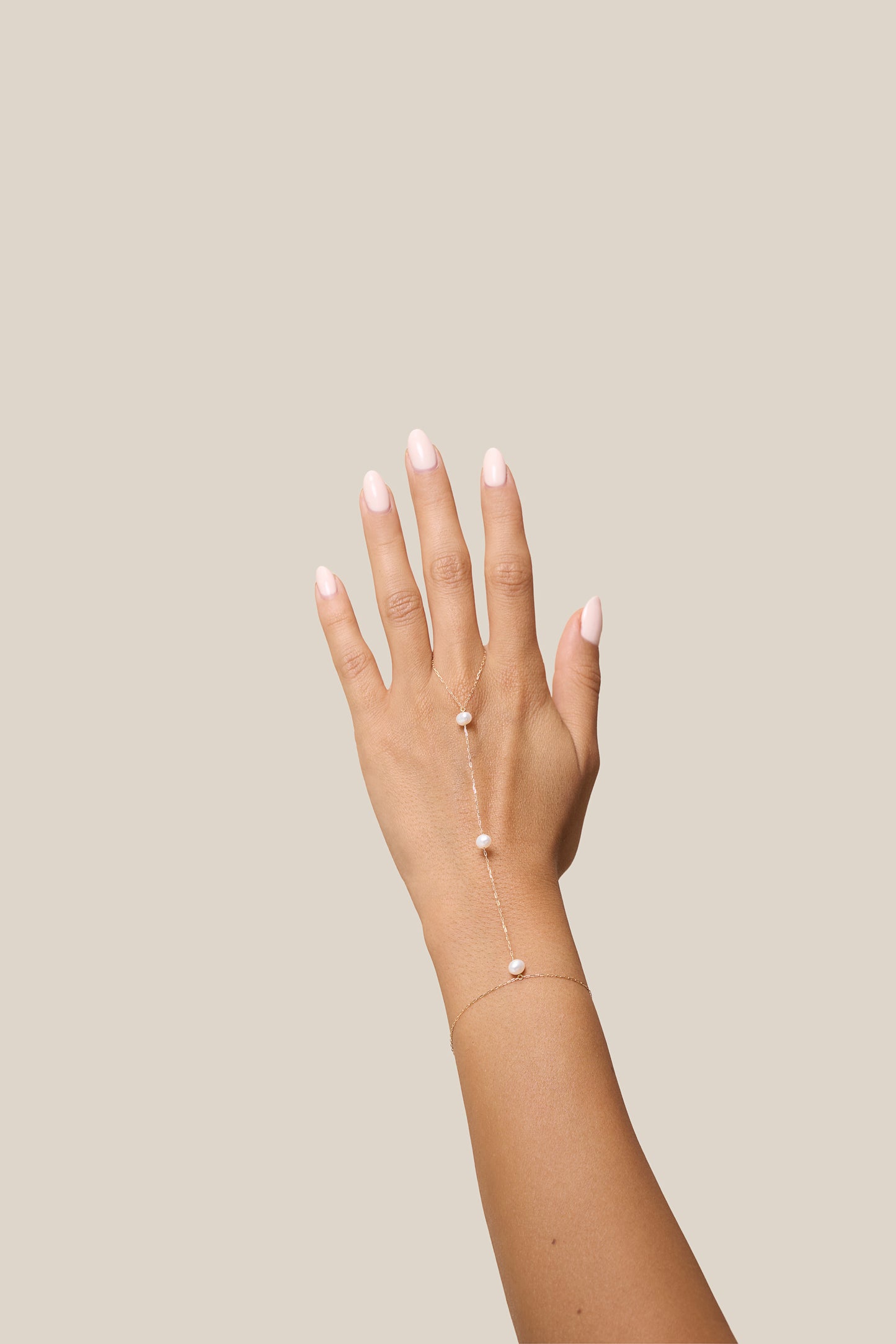 Three Pearl Hand Chain - Yellow Gold