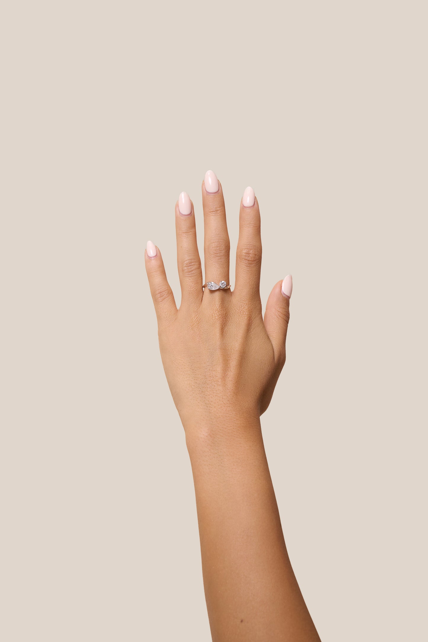 Two Zircon Ring - White Gold