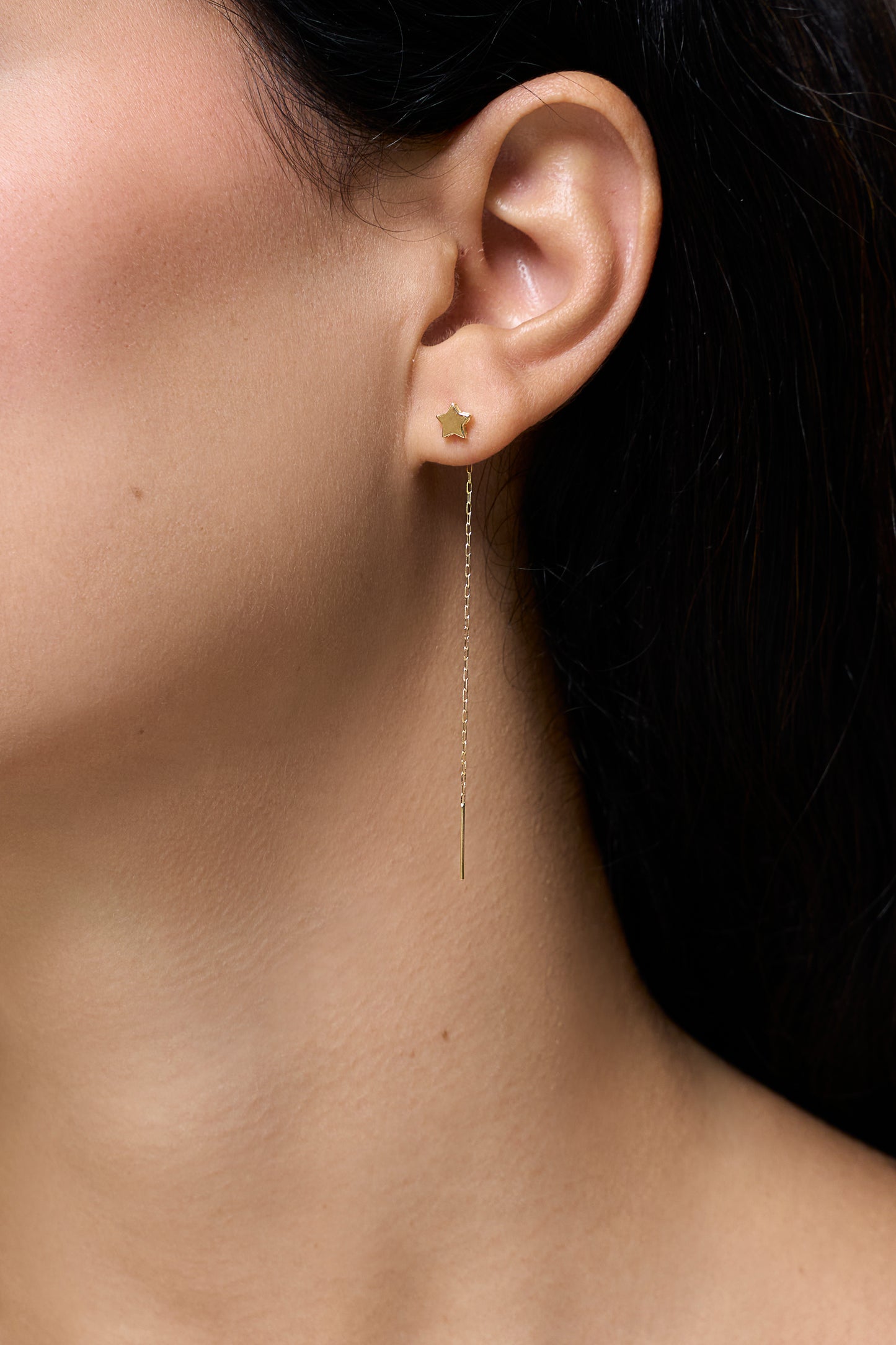 Long Star Earring - Yellow Gold
