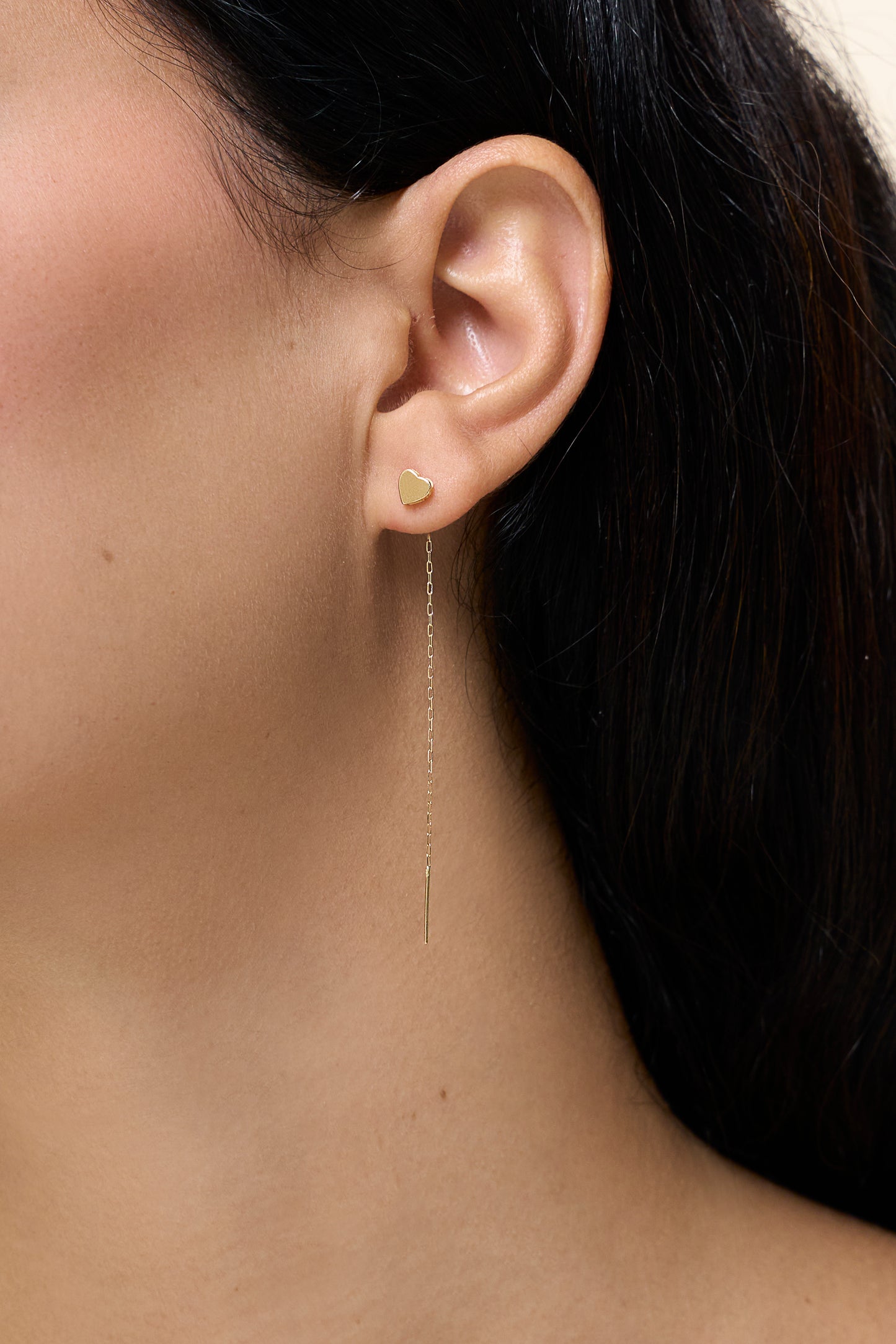 Long Heart Earring - Yellow Gold