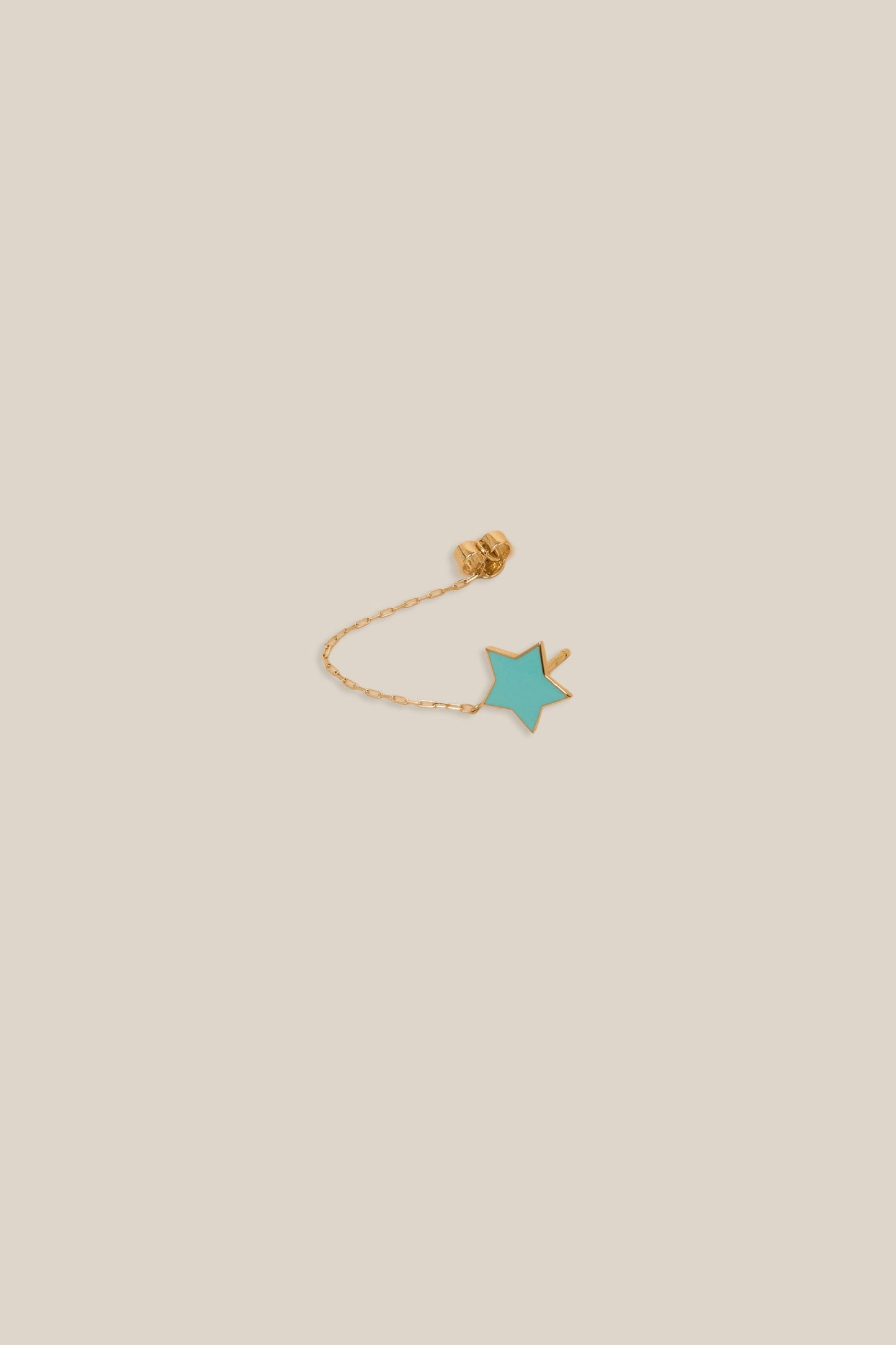 Enamel Turquoise Star Earring - Yellow Gold