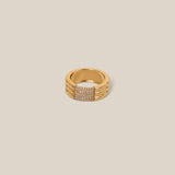 Three lined Gold and Zircon Ring - Yellow Gold