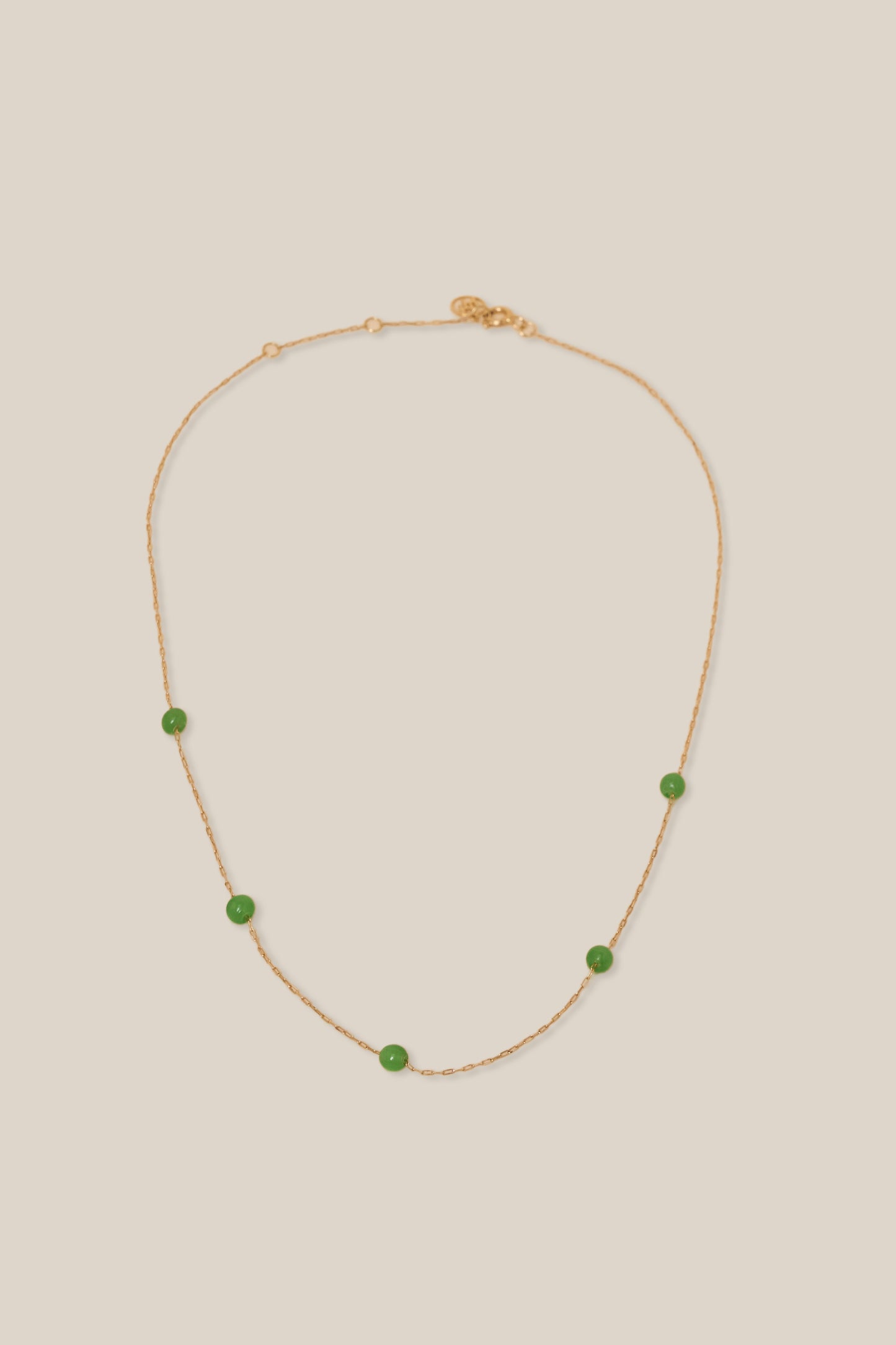 Green Beads Choker - Yellow Gold