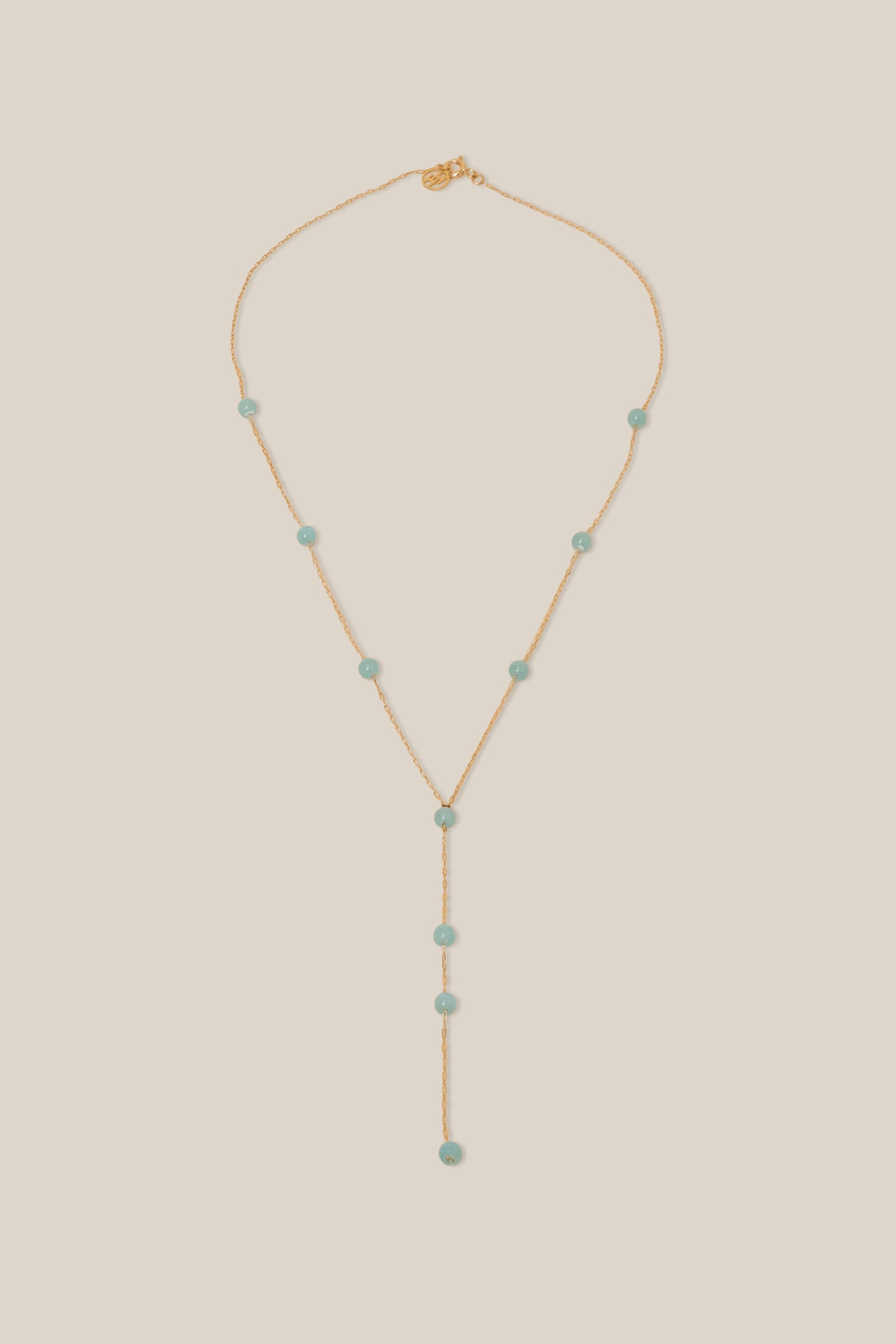 Blue Beads long Necklace - Yellow Gold