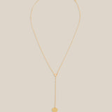 Zircon and Heart long Necklace - Yellow Gold