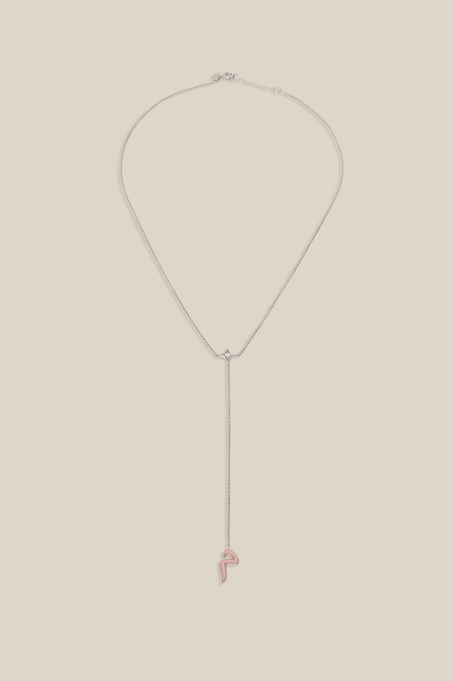 Enamel Initial and Zircon Necklace