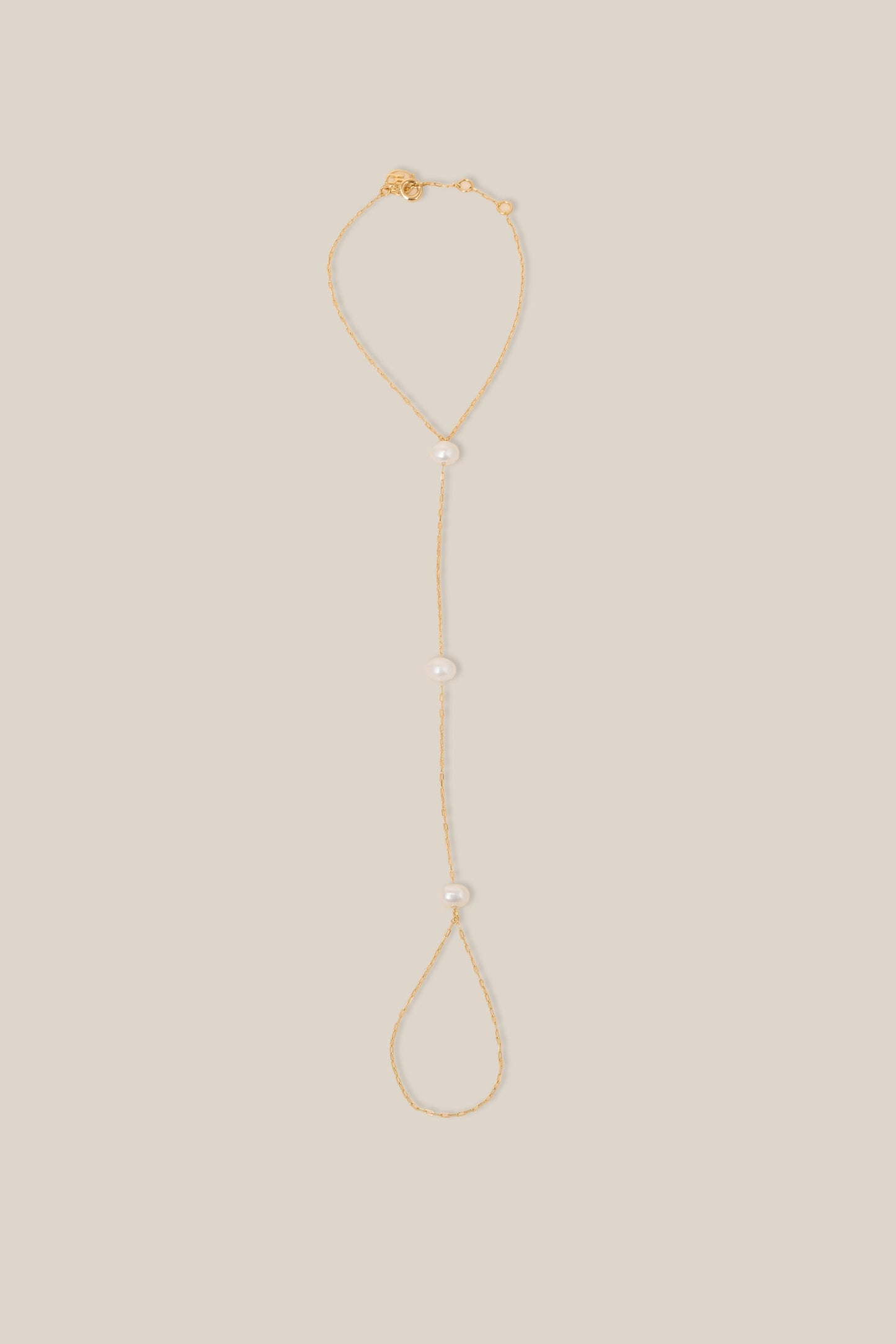 Three Pearl Hand Chain - Yellow Gold