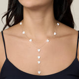 White Hearts Long Necklace  - White Gold
