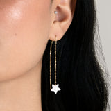 One White Star Earring  - Yellow Gold -