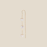 Three White Hearts Earring  - Yellow Gold