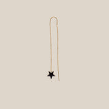 One Grey Star Earring  - Yellow Gold