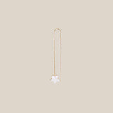 One White Star Earring  - Yellow Gold -