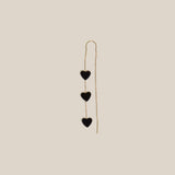 Three Grey Hearts Earring  - Yellow Gold