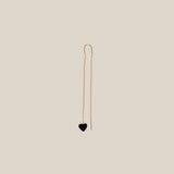 One Grey Heart Earring  - Yellow Gold