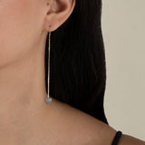 One Grey Heart Earring  - Yellow Gold