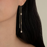 Three Zircon Earring  - Yellow Gold