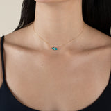 Enamel oval Blue Eye Choker  - Yellow Gold