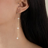 Three Pearls Earring  - Yellow Gold
