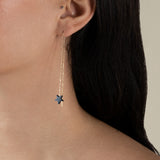One Grey Star Earring  - Yellow Gold