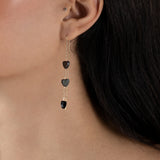 Three Grey Hearts Earring  - Yellow Gold