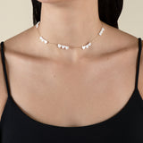 White Hearts Choker  - Yellow Gold