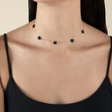 Grey Stars Choker  - Yellow Gold