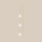 Three White Stars Earring  - Yellow Gold