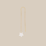 One White Star Earring  - Yellow Gold -