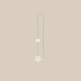 One White Star One Pearl Earring- White Gold