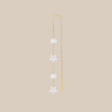 Two White Stars Two Pearls Earring  - Yellow Gold