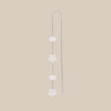 Two White Stars Two Pearls Earring- White Gold