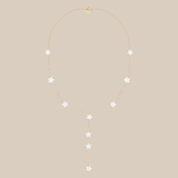 White Stars Long Necklace  - Yellow Gold