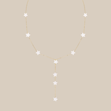 White Stars Long Necklace  - Yellow Gold