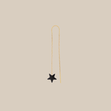 One Grey Star Earring  - Yellow Gold
