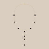 Grey Stars Long Necklace  - Yellow Gold