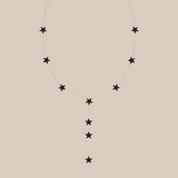 Grey Stars Long Necklace  - Yellow Gold