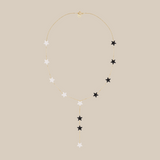 White & Grey Stars Long Necklace  - Yellow Gold