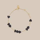 Grey Hearts Bracelet  - Yellow Gold