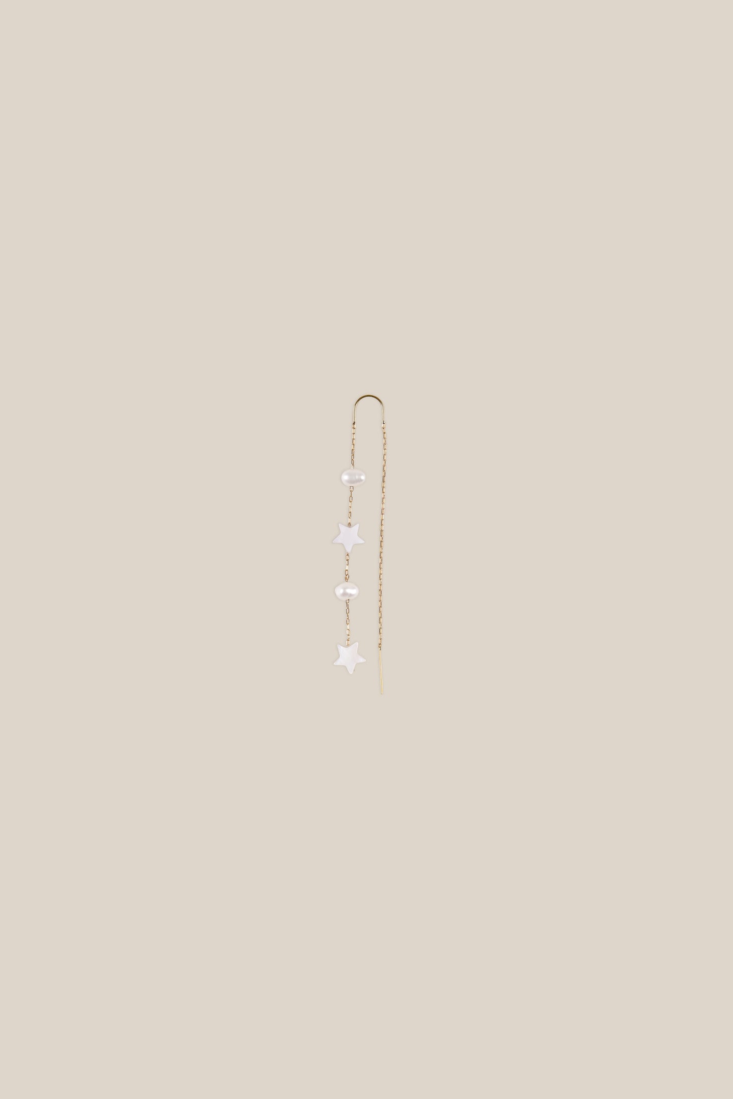 Two White Stars Two Pearls Earring