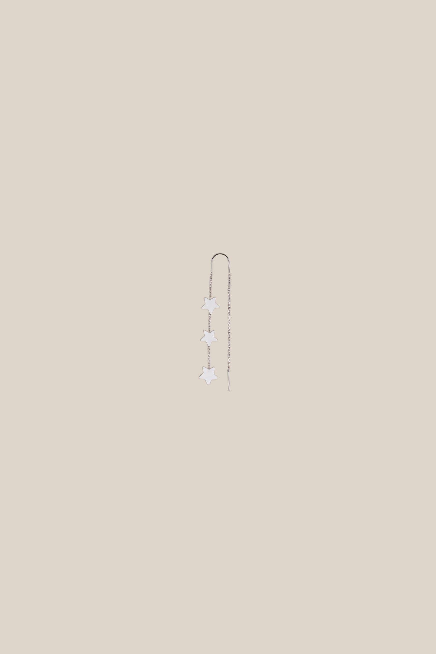 Three White Stars Earring- White Gold