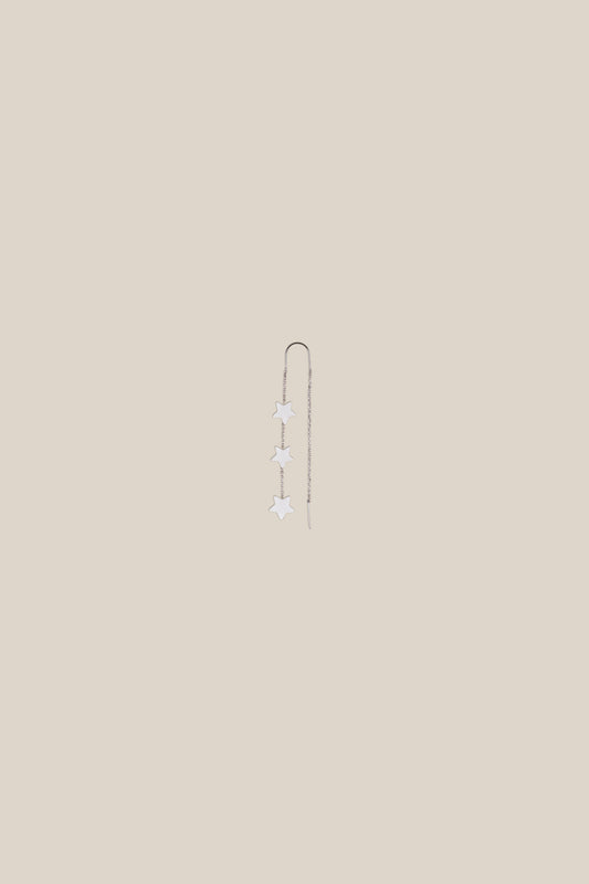 Three White Stars Earring- White Gold