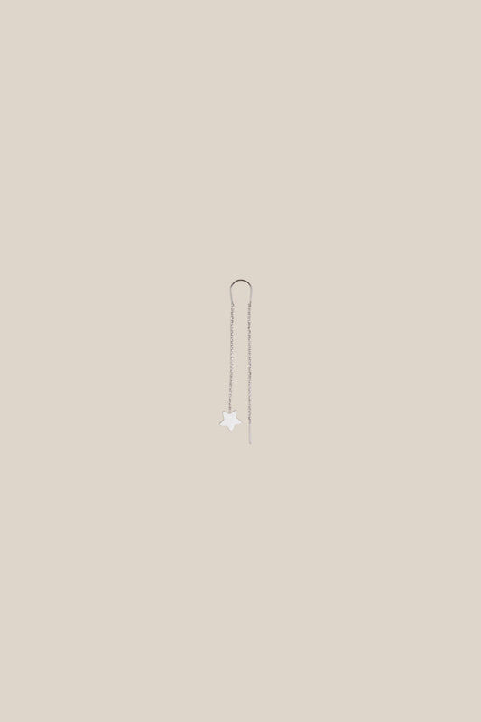 One White Star Earring- White Gold