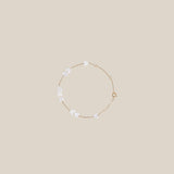 White Hearts Bracelet  - Yellow Gold