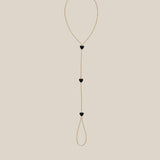 Grey Hearts Hand Chain  - Yellow Gold