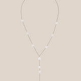 White Stars  long  Necklace- White Gold