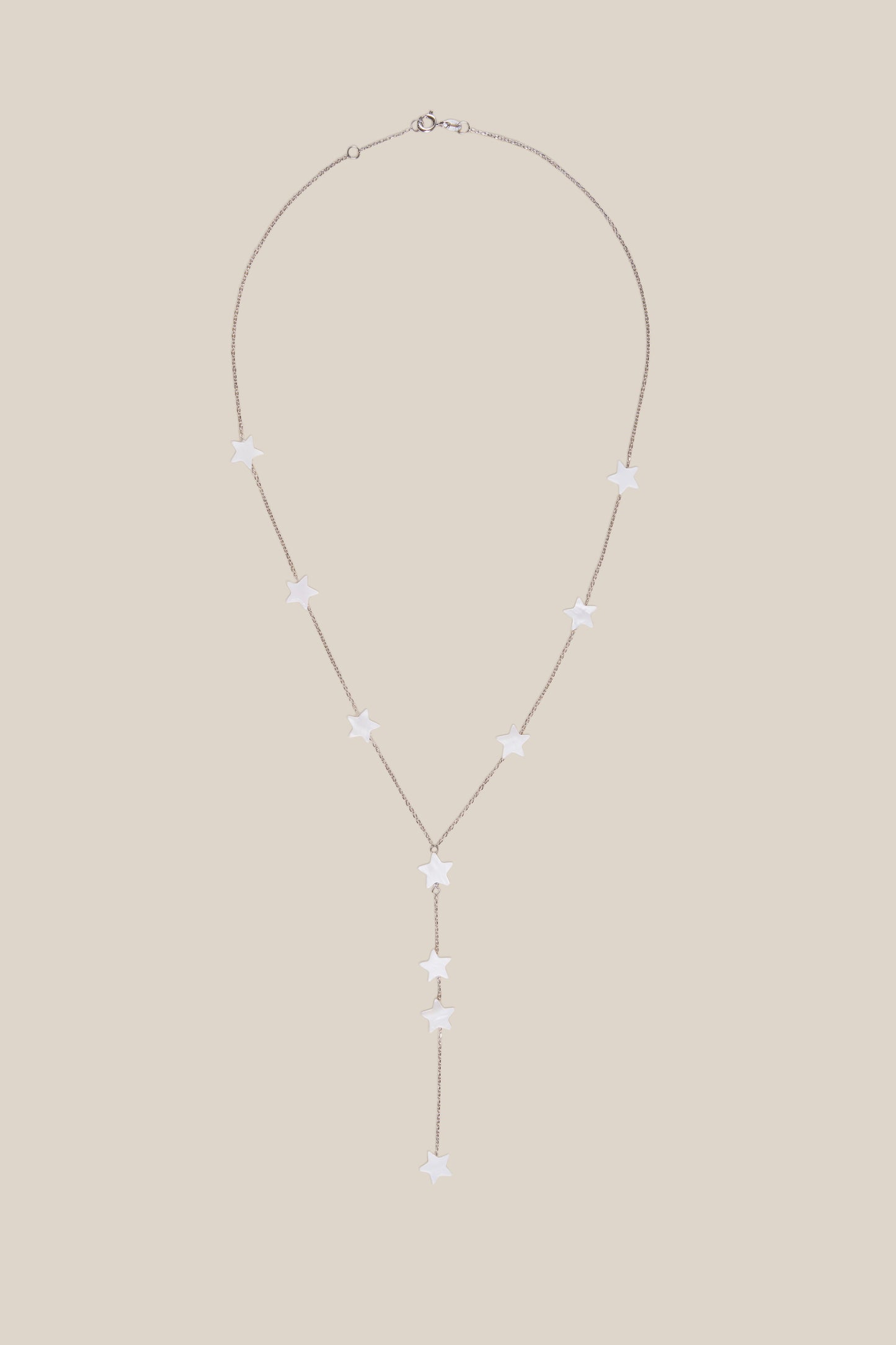 White Stars Long Necklace- White Gold