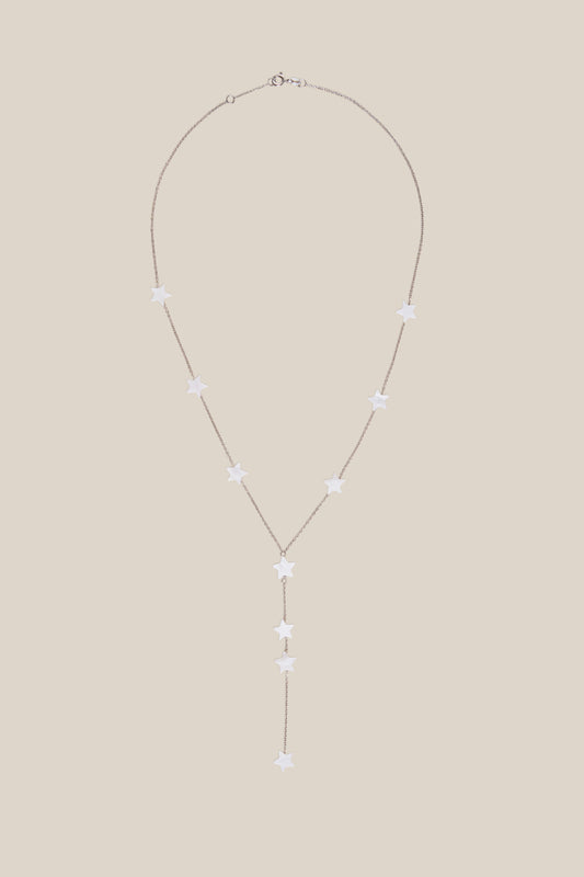 White Stars Long Necklace- White Gold